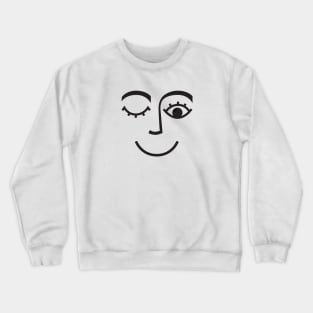 Face nice winking eye nose smiling mouth Crewneck Sweatshirt